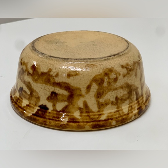 19th Century Antique American Rockingham Melt Glaze Spatter Spongeware Bowl - Picture 12 of 14